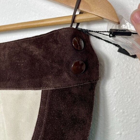 NWT Size: 40 (US size L/8)Yves Saint Laurent Colorblock Suede Wrap Skirt - Picture 5 of 15